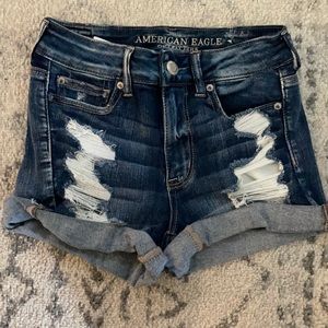 American eagle dark wash ripped denim shorts
